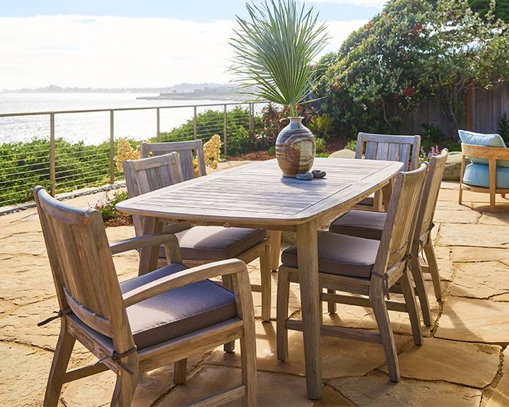 Rutherford Dining Arm Chair in Weathered Teak Terra Outdoor Living