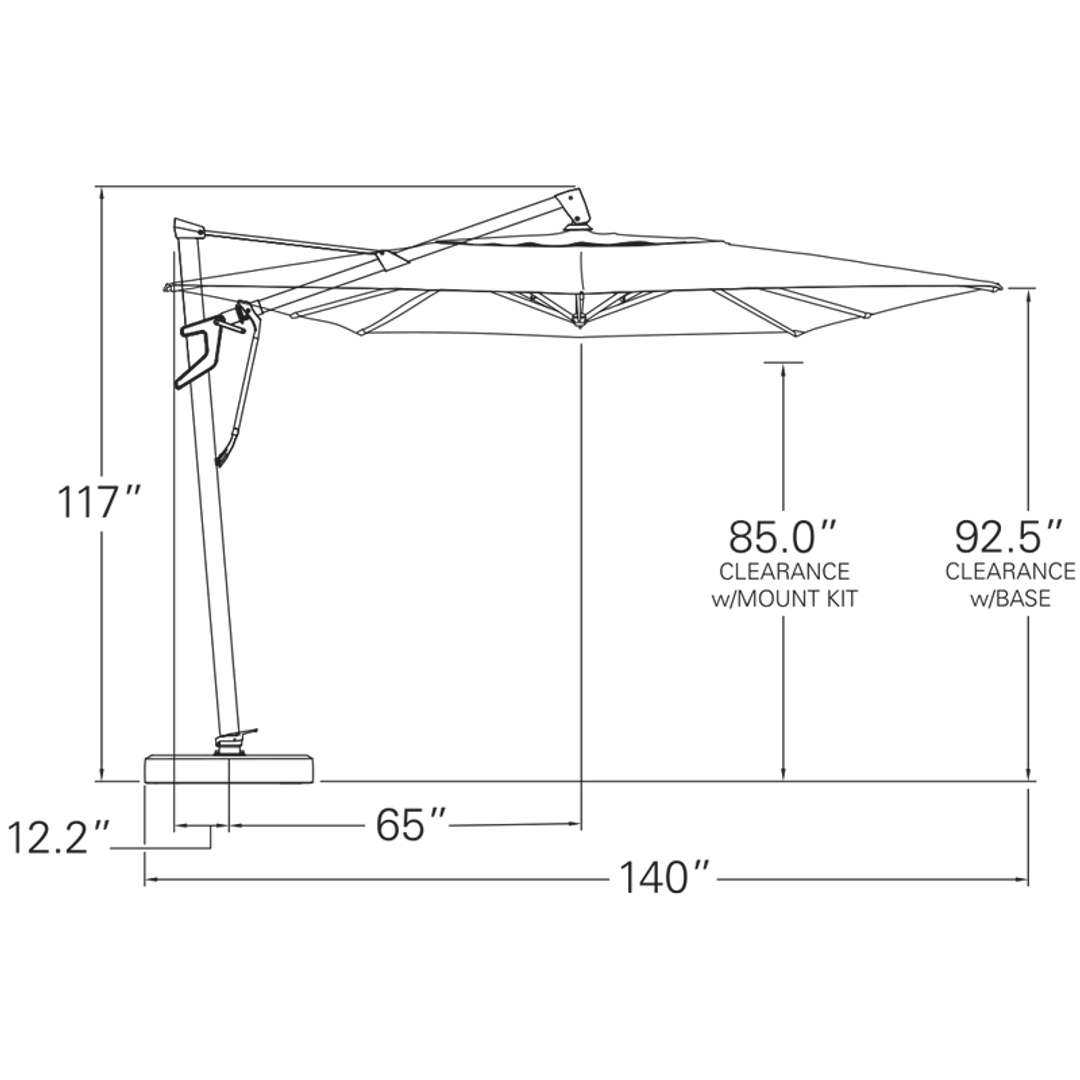 AKZ PLUS 10x13' Cantilever Umbrella - Bronze Frame & Natural