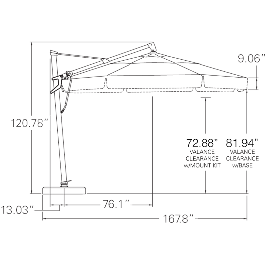 AKZ PLUS 13' Cantilever Umbrella - Black Frame & Charcoal Canopy