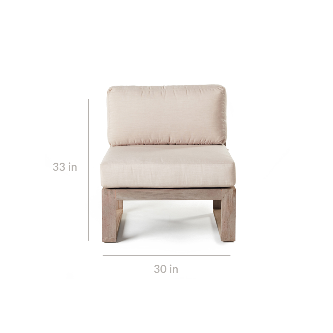 Belvedere Sectional Armless Chair in Weathered Teak Terra Outdoor Living