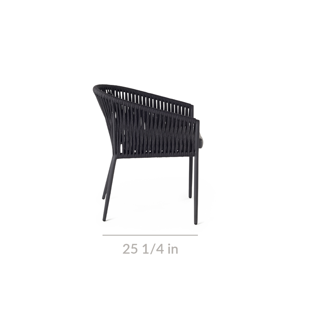 Olema Dining Arm Chair in Charcoal Aluminum | Terra Outdoor Living