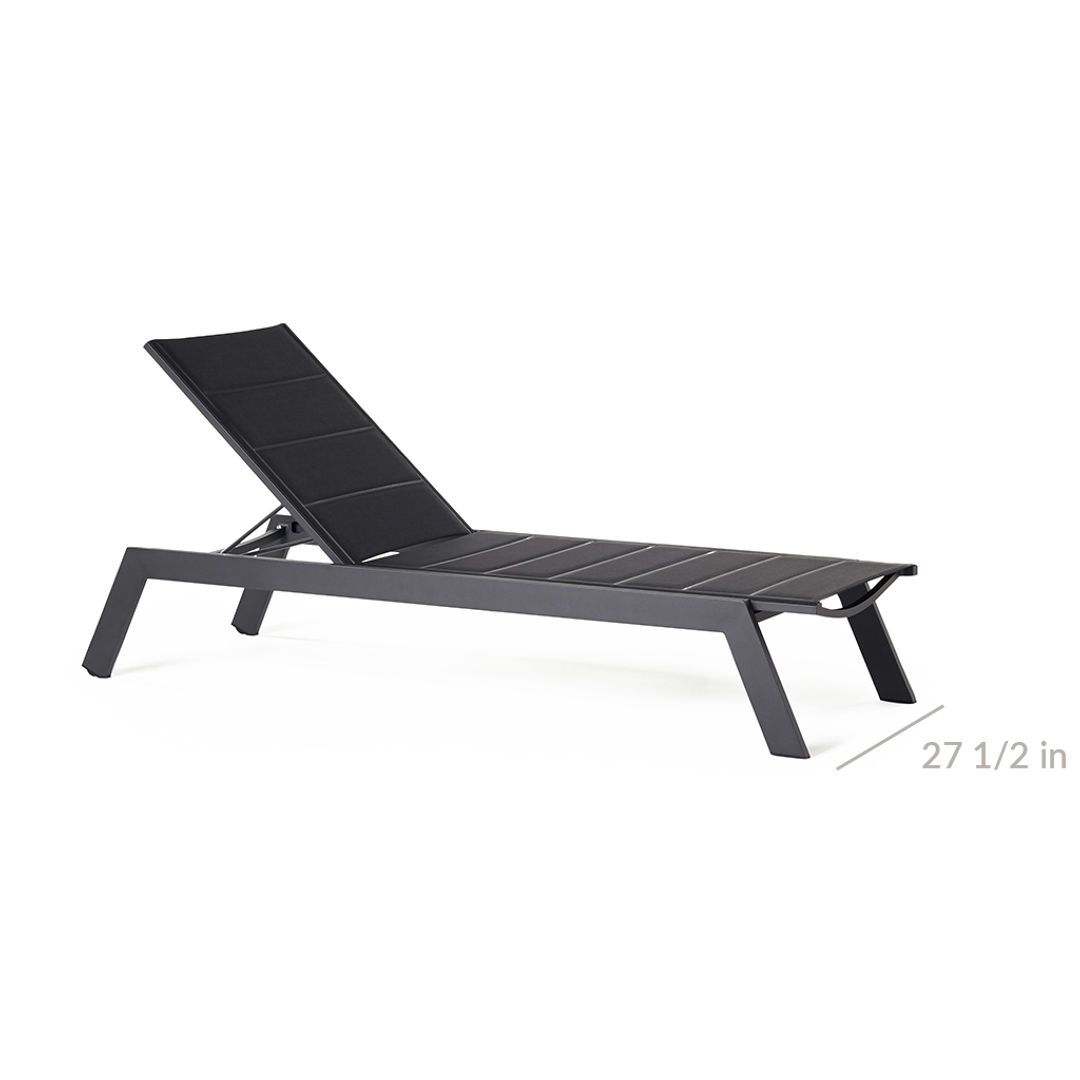 テーブル・チェア・ハンモック GLASS TENBAN!SKULL TRIBAL GRAY damngood Tiburon Chaise with Padded Sling in Charcoal Aluminum