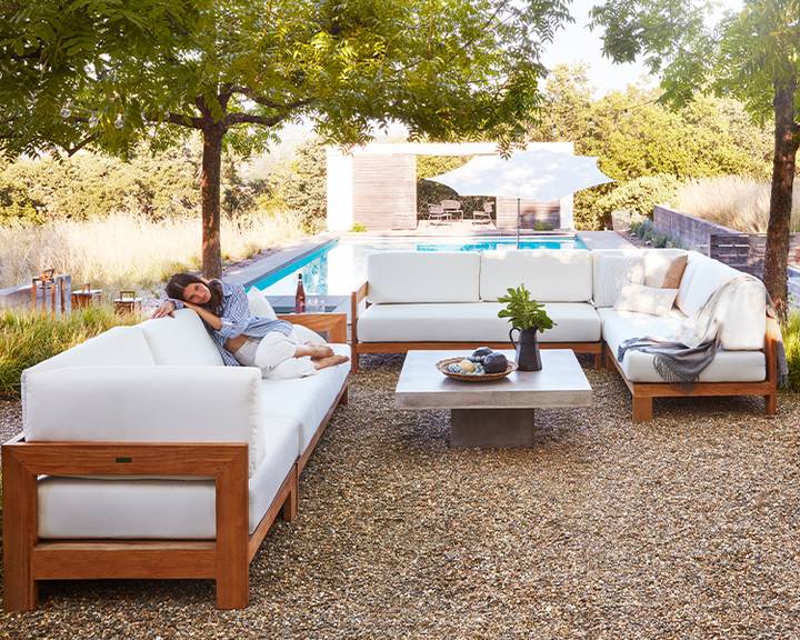 Teak Outdoor Tall Outdoor Sectional PCS Modular L Shaped Modular