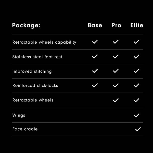 TATSoul 370-S Tattoo Chair 6 TATSoul 370-S Tattoo Chair packages differences (base, pro and elite)