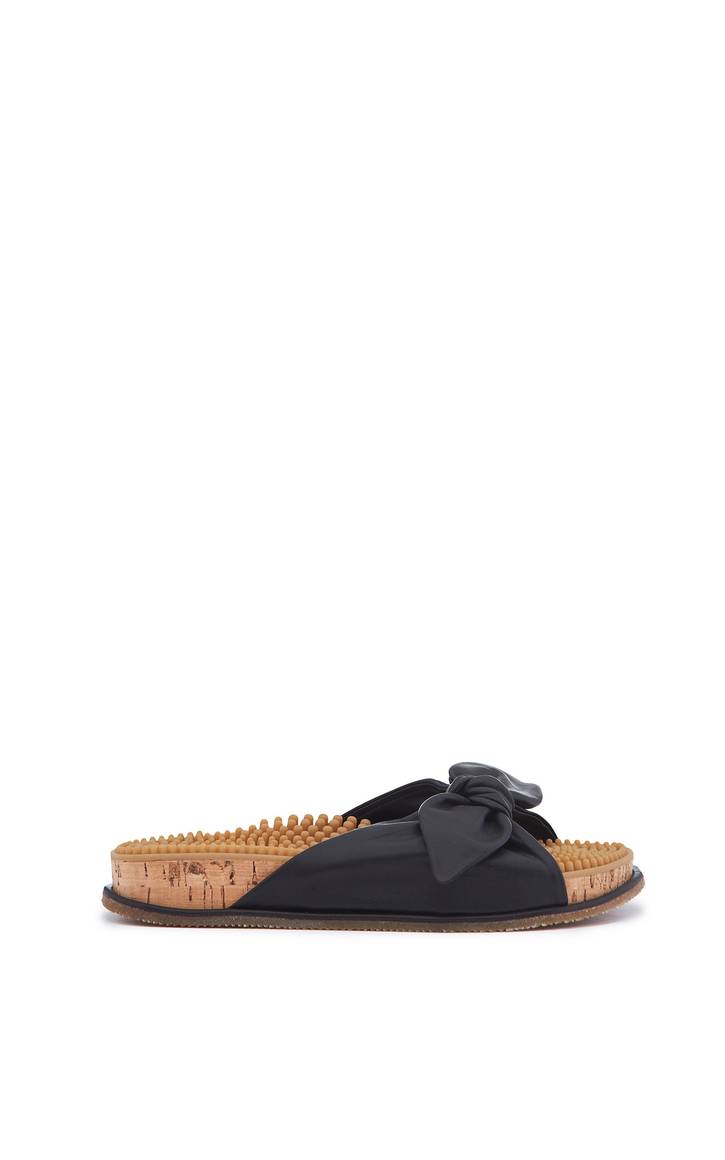 Virgil Reflexology Slide in Black Nappa Leather