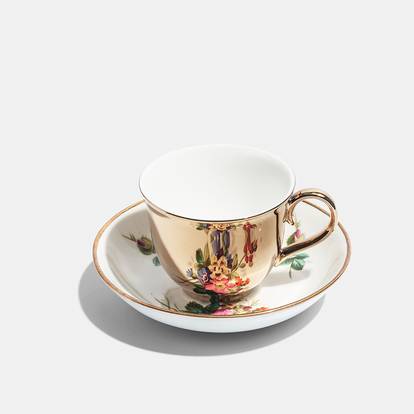 Coalport Saucer, c.1840 and Gold Reflect Teacup