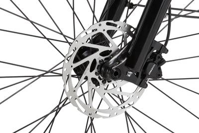 Close up of hydraulic disc brakes on a Radster Road electric commuter bike