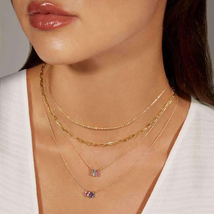 Stone and Strand Gold Chain Necklace