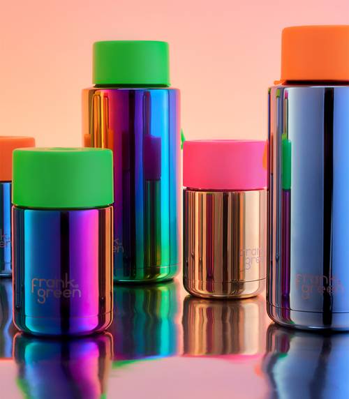 Chrome Rainbow Ceramic Reusable Bottle with Straw Lid - 34oz / 1,000ml