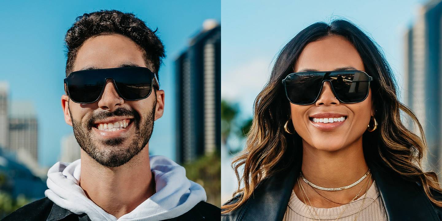 Nimble Beast Aviator Sunglasses Gloss Black Top Bar Frame & Smoke Lens