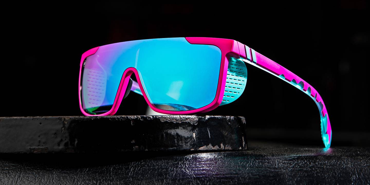 Pink Butter Buttery Bros Sunglasses Neon Pink Wrap Around Frame with