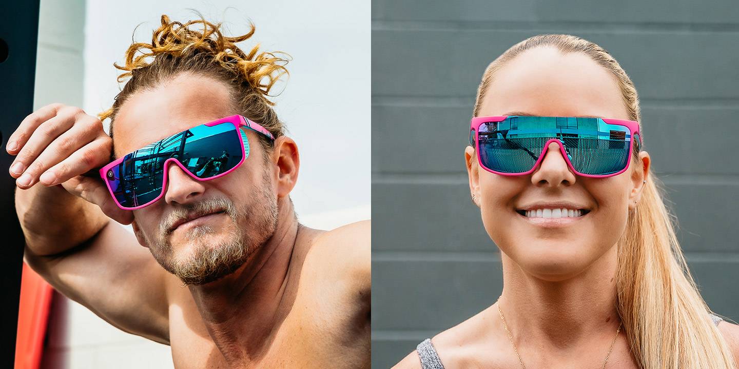 Pink Butter Buttery Bros Sunglasses Neon Pink Wrap Around Frame with