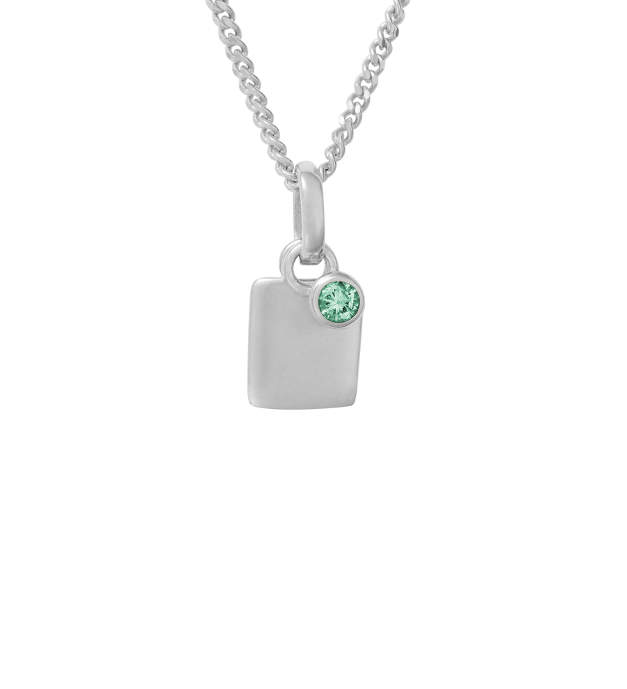 ENGRAVABLE BIRTHSTONE NECKLACE (STERLING SILVER)