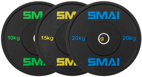 105kg HD Bumper Plate Set Inc 15kg Barbell