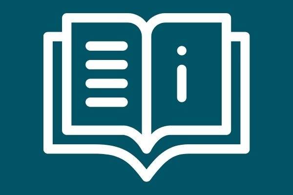 Instruction manual icon on a teal background