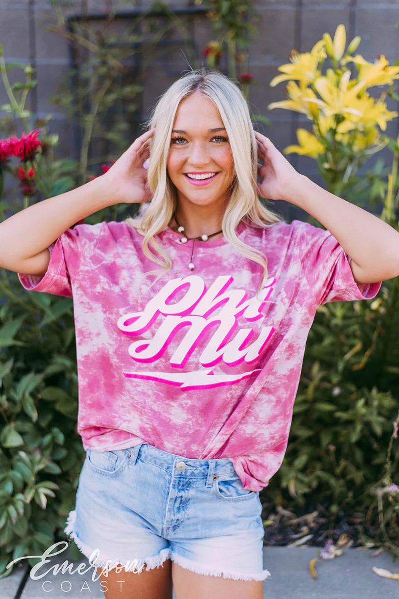 pink tie dye short