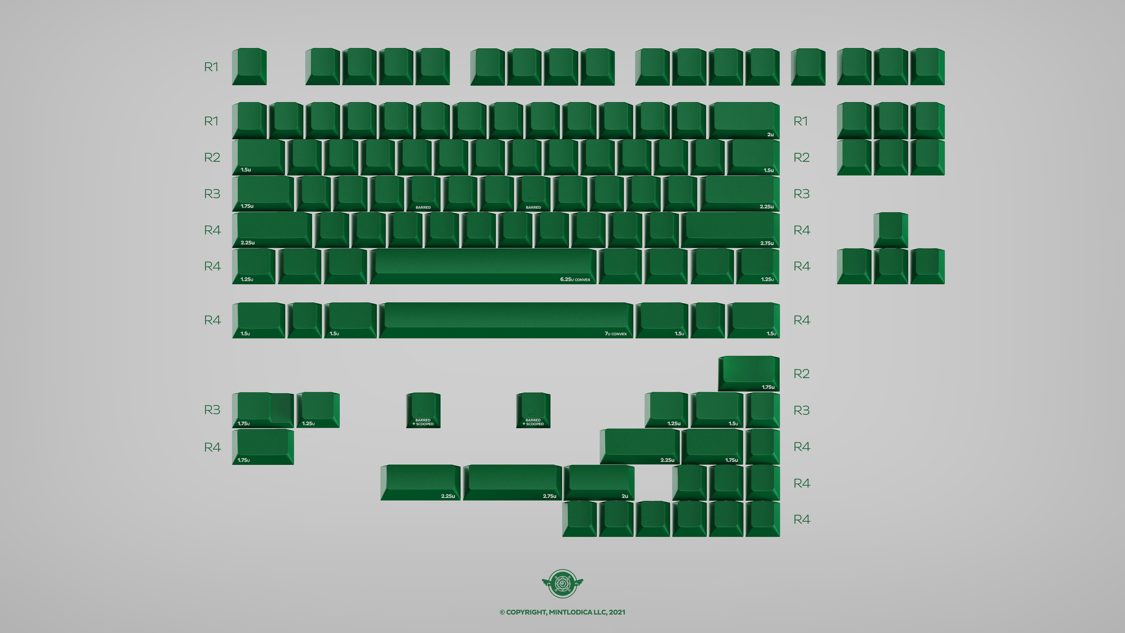 Hunter Green Blank Keycaps by Mintlodica® ❀ Bring joy to your