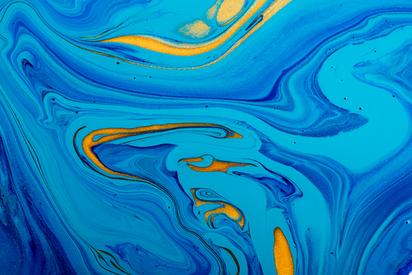 Blue and gold marbled liquid 