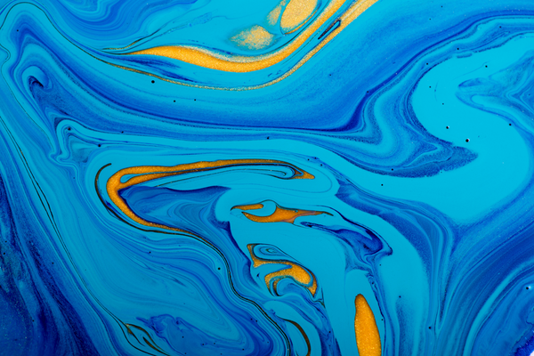 Blue and gold marbled liquid