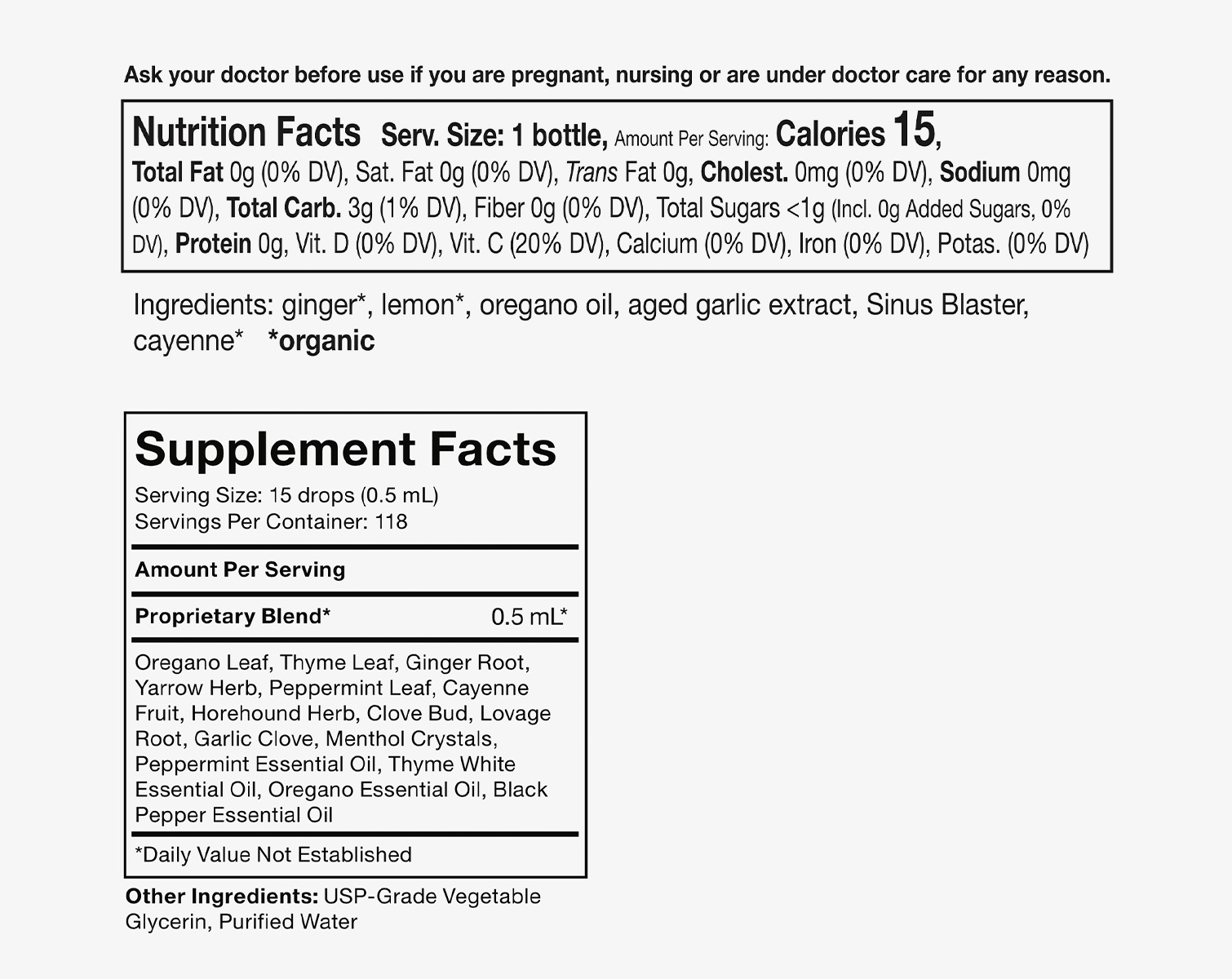 kickstart nutrition facts