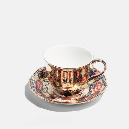 Royal Crown Derby Saucer, 1904 and Gold Reflect Teacup