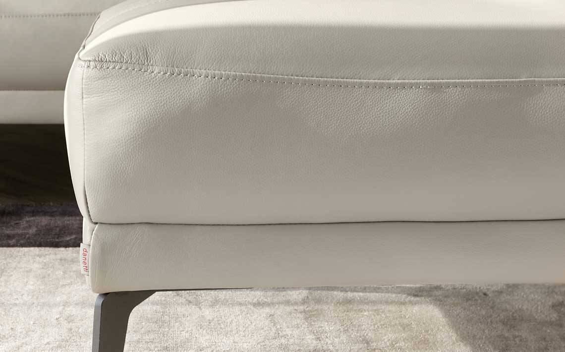 Brooks Light Grey Leather Footstool