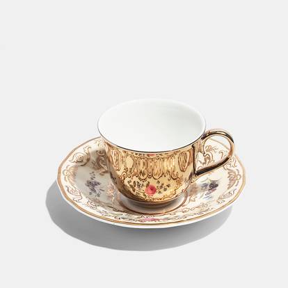 Copeland and Garrett Saucer, c.1840 and Gold Reflect Teacup