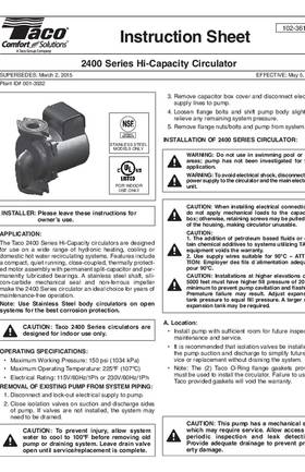 Taco 2400 Series Instructions