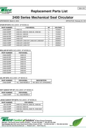 Taco 2400 Series Parts