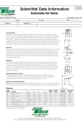 Taco Automatic Air Vent Submittal