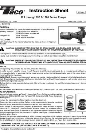 Taco 121-138 & 1600 Series Pumps Instructions
