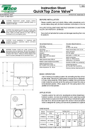 Taco QuickTop Zone Valve Instructions