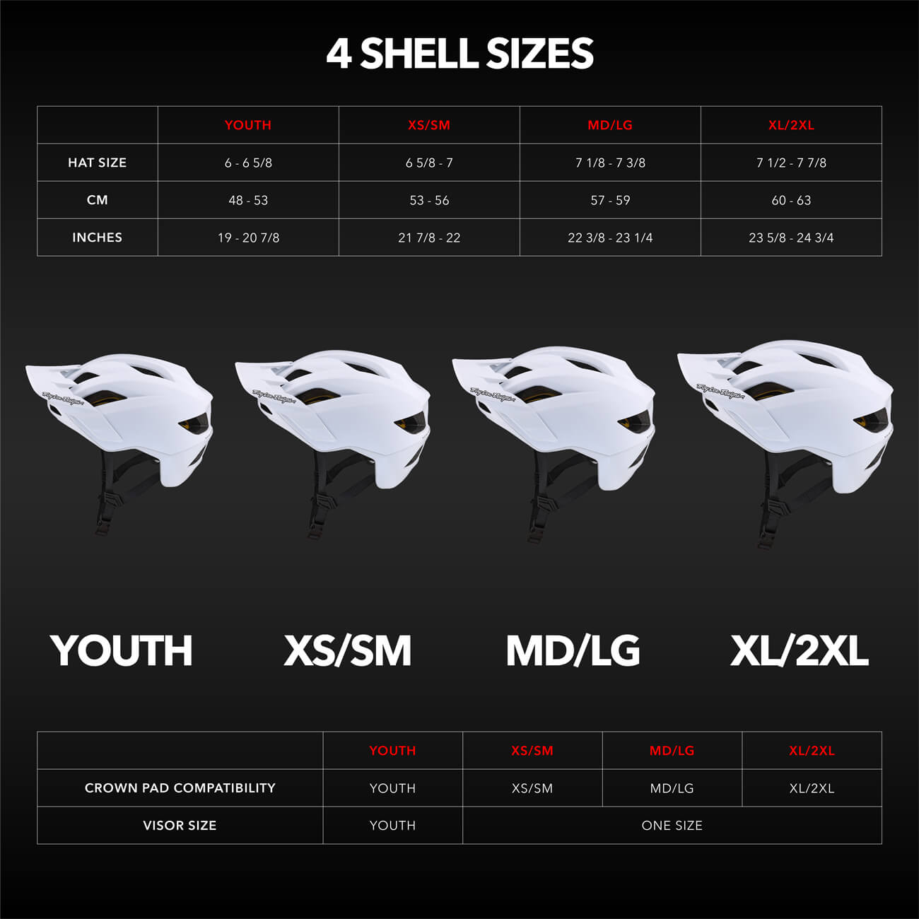 Troy lee designs sales helmet size chart