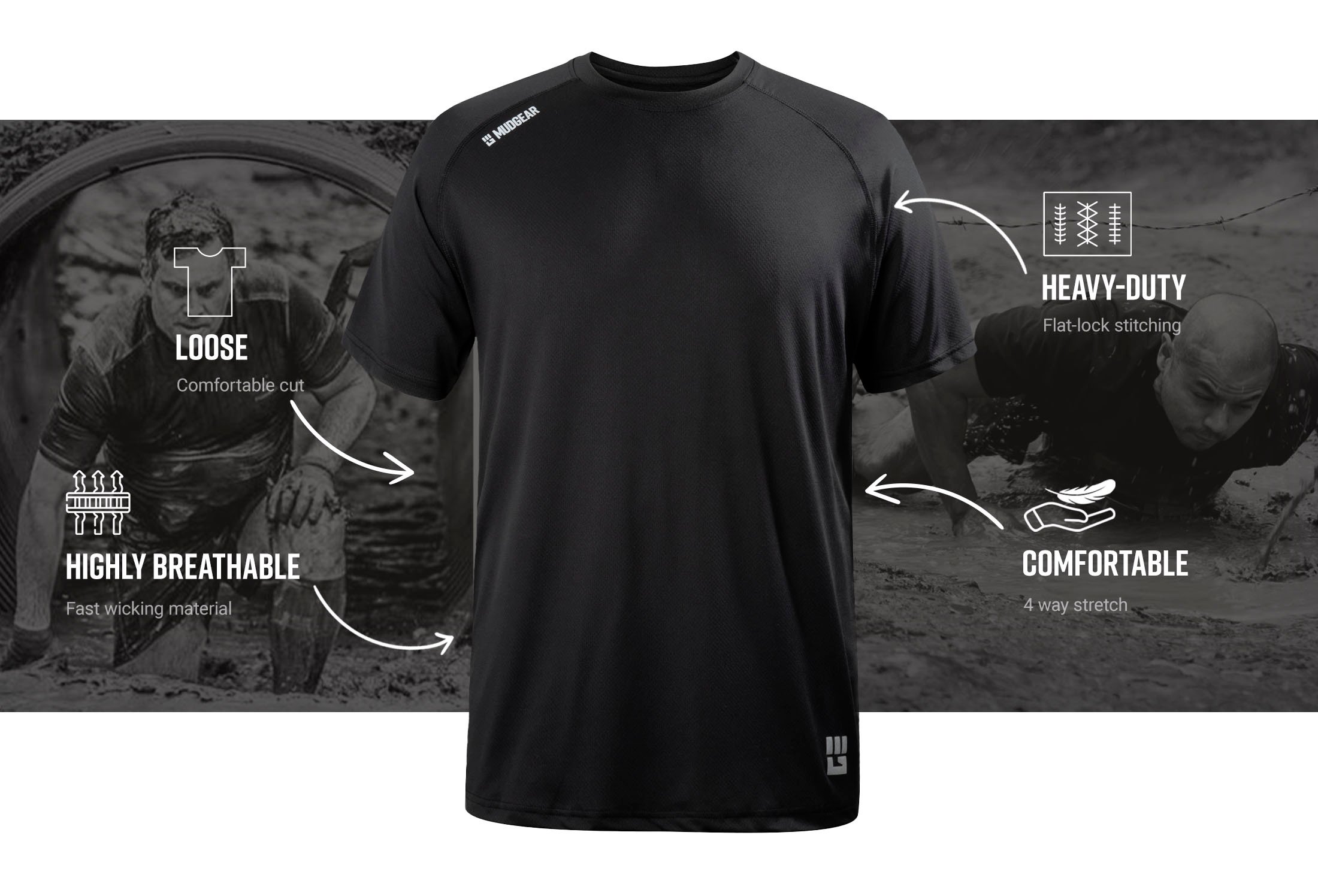Infographic of Men's Loose Fit Performance Shirt VX - Short Sleeve (Black)