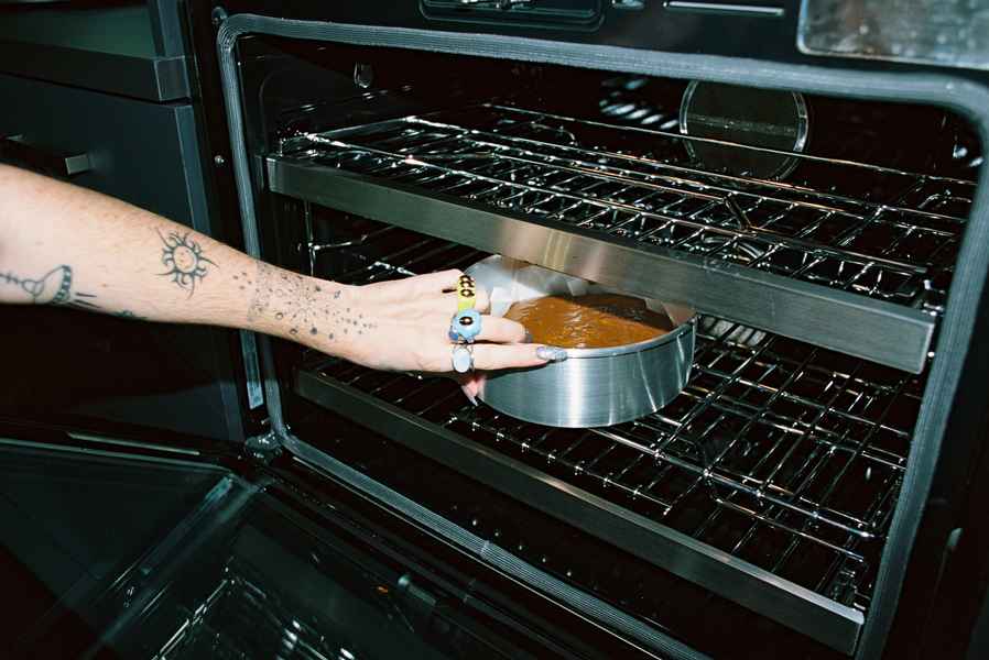 Espresso Dark Chocolate Cake KitEditorial Image of person making cake