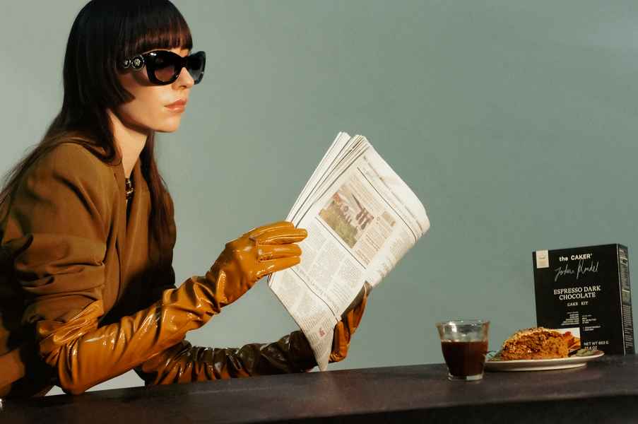 Espresso Dark Chocolate Cake KitEditorial Image of person making cake