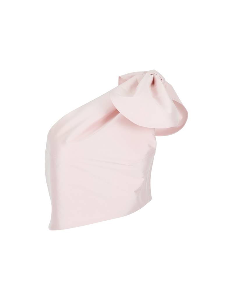 Bernadette Antwerp top Carlotta is a cropped top in blush pink, made from crisp taffeta fabric, featuring off-the-shoulder and knot. Pair it with jeans or a pencil skirt. 