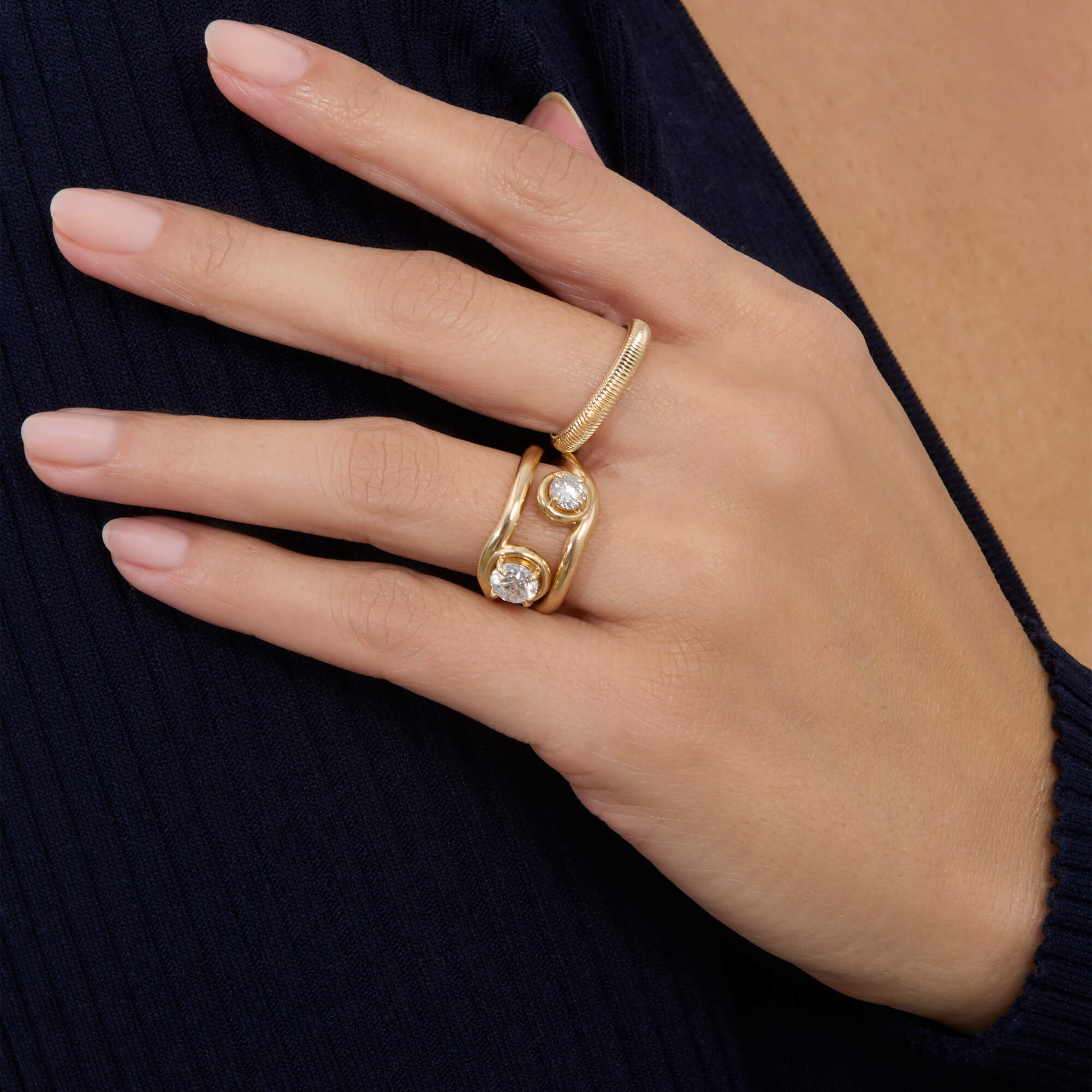 1CTW LAB-Created Diamond Bonbon Merge Ring – STONE AND STRAND