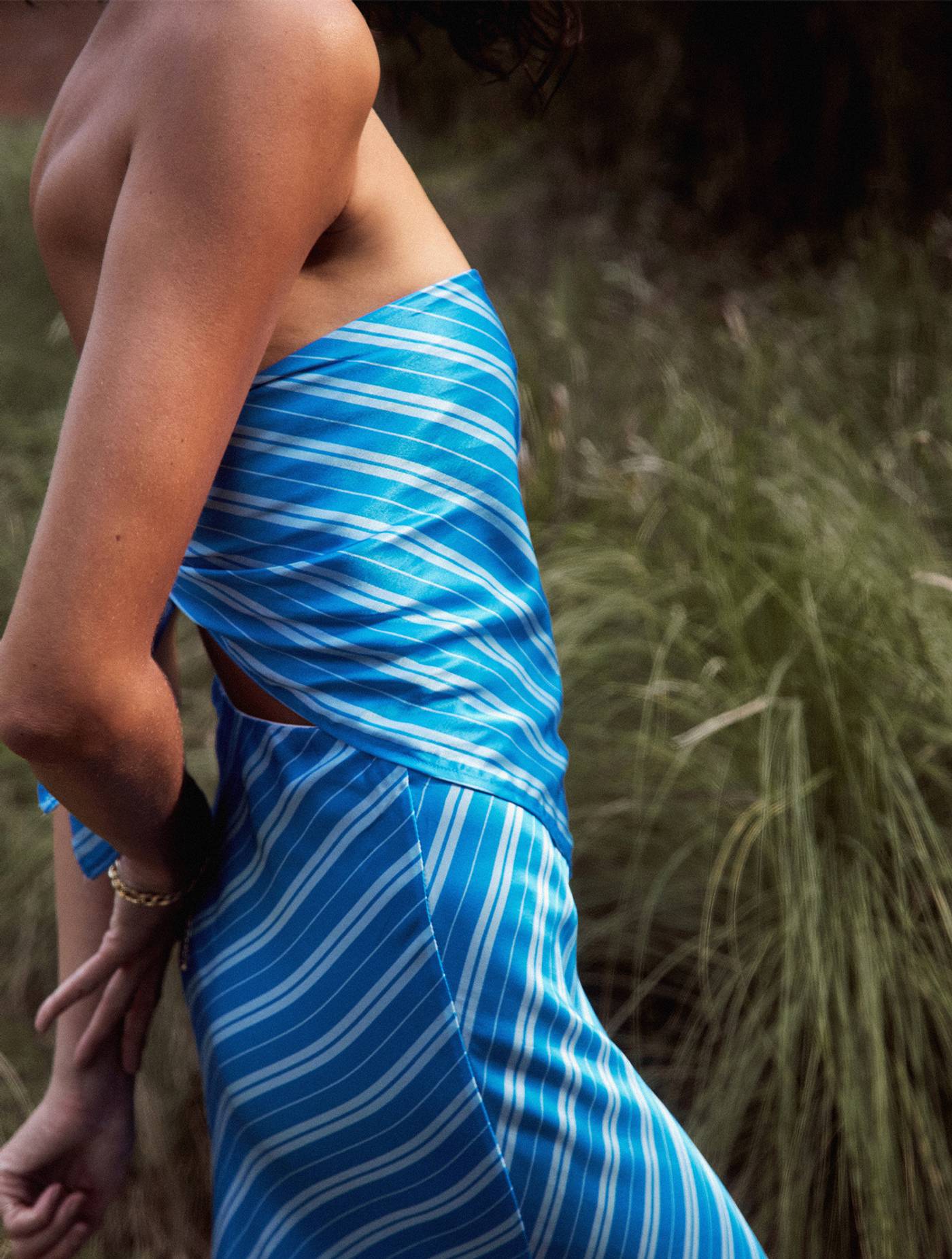 Sylviana Scarf Top - Azure Stripe
