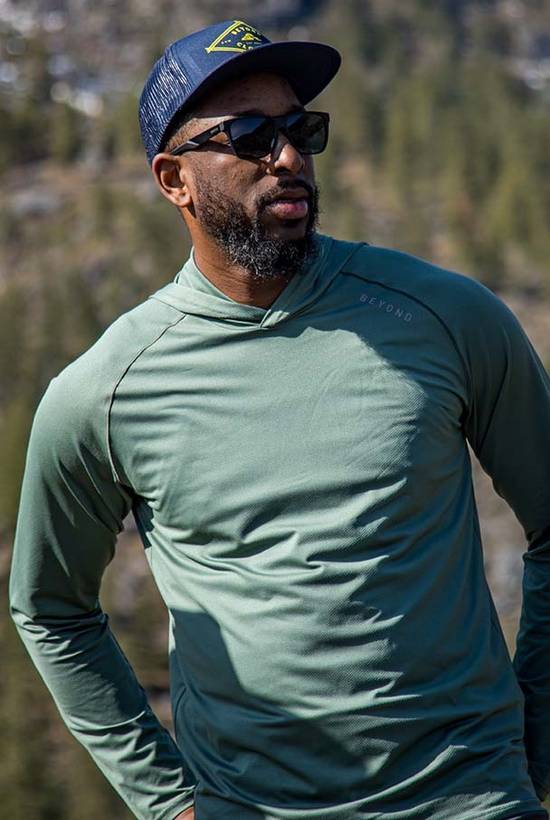 Men's Geo-T Hooded L.S. Shirt, Sun Shirt, Hiking Shirt