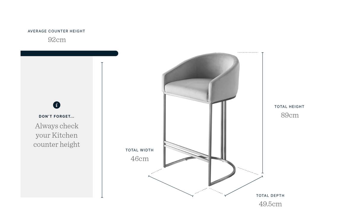 Dakota Dark Grey Statement Velvet Bar Stool by