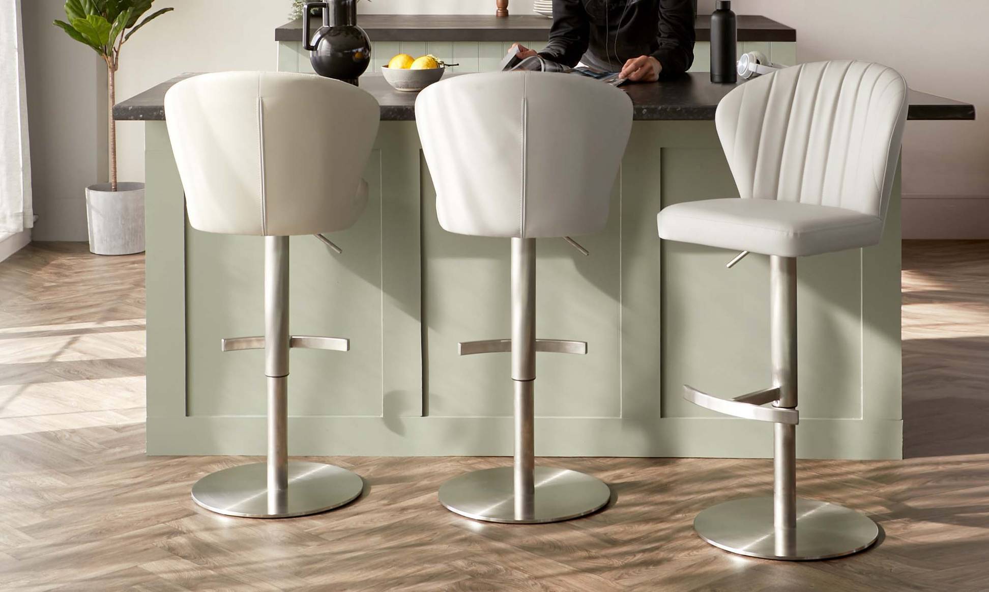 Harper Light Grey Faux Leather Bars Stool by