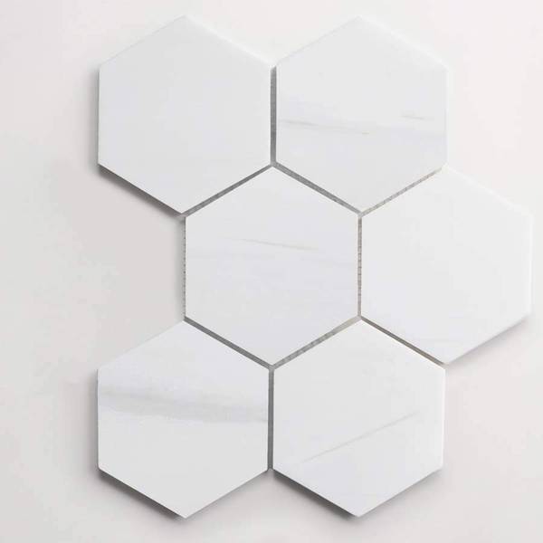 clé white dolomite | six hex mosaic sheet 