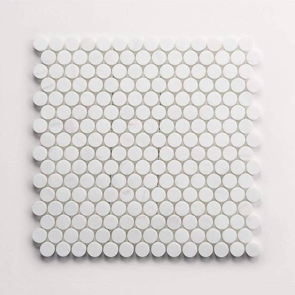 clé white dolomite | penny rounds mosaic sheet 