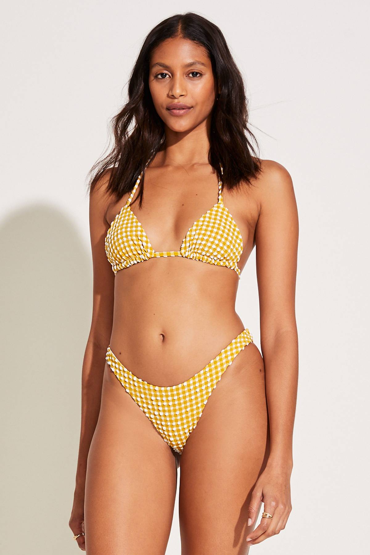 Gia Triangle Top - Honeycomb Gingham | Tops | #product-color# | 105 |  Vitamin A Swim