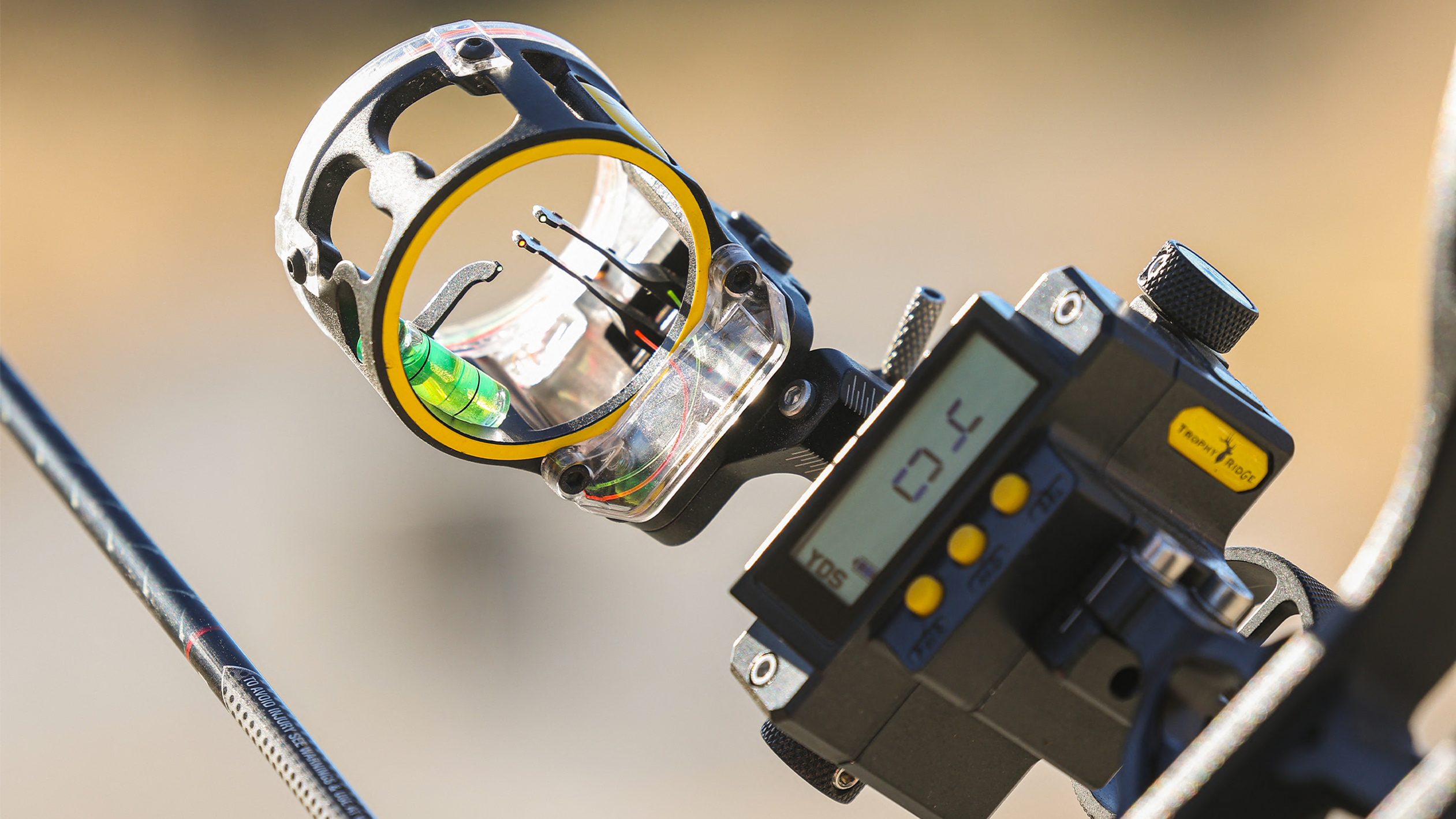 Close up of a Trophy Ridge Digital React® Trio Pro Bow Sight