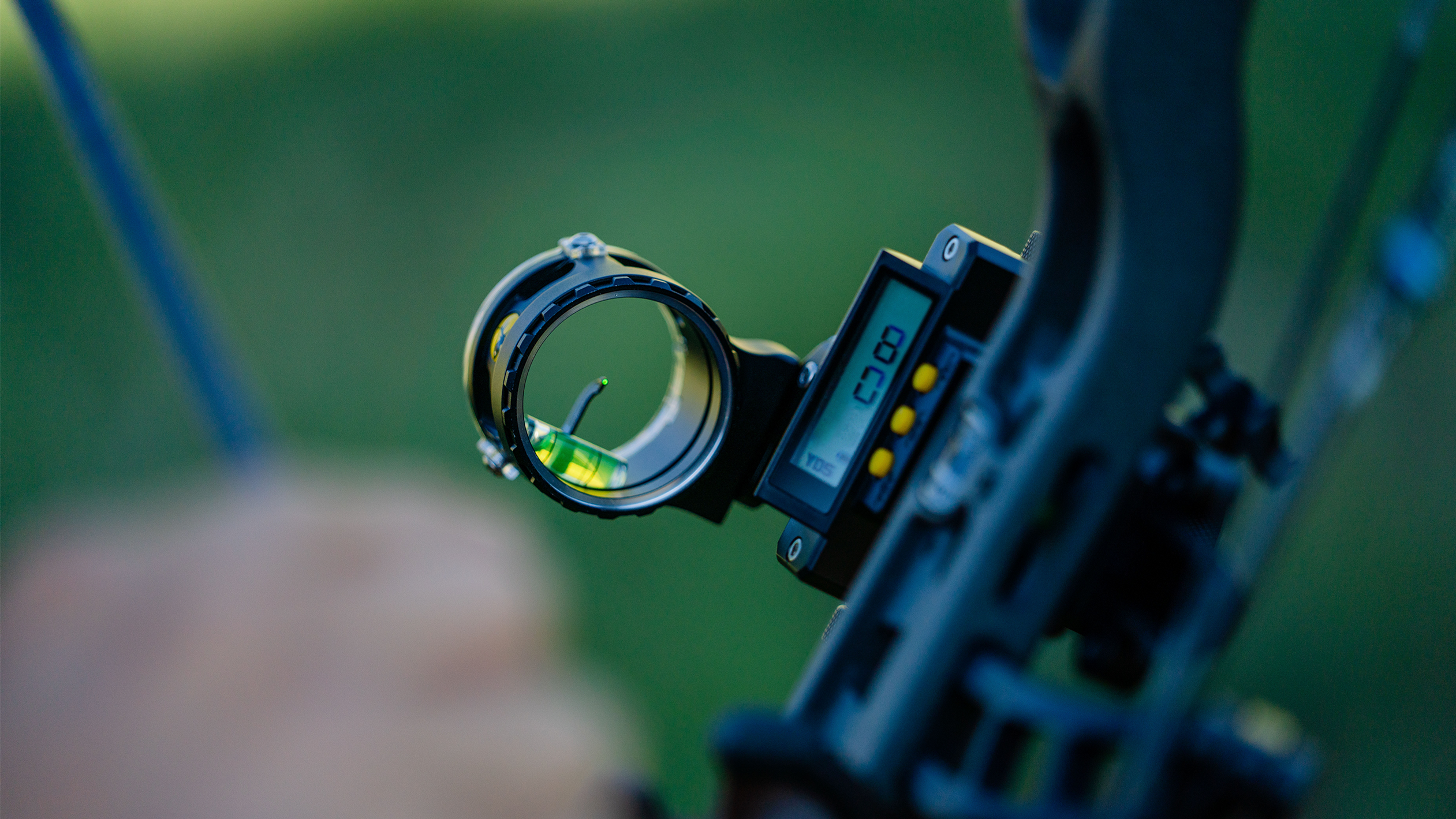 Close up of a Trophy Ridge Digital React® One Pin Bow Sight
