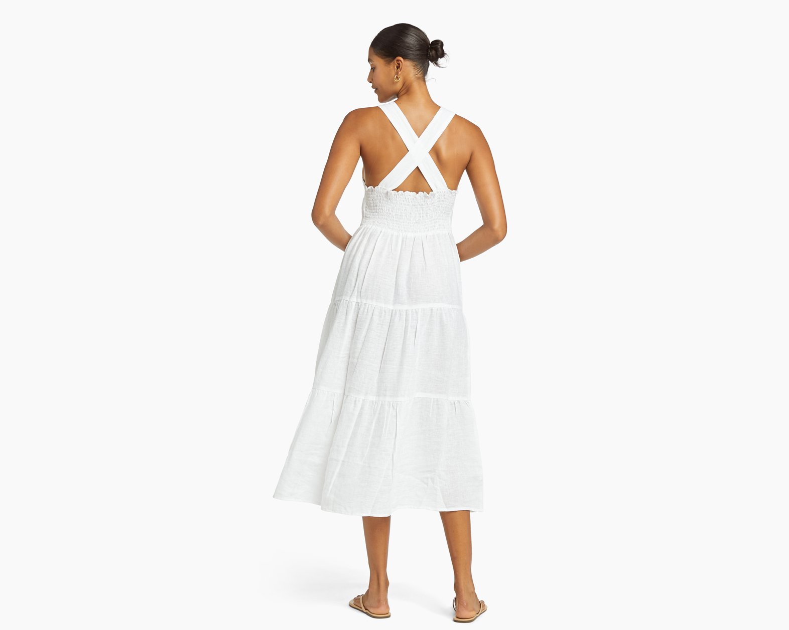 white linen midi dress from brisc studios