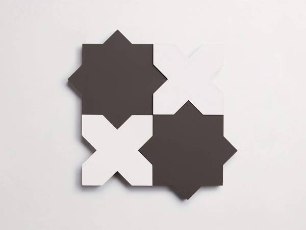 cement | pavimenti act I | casablanca charcoal star + white cross (bundle)