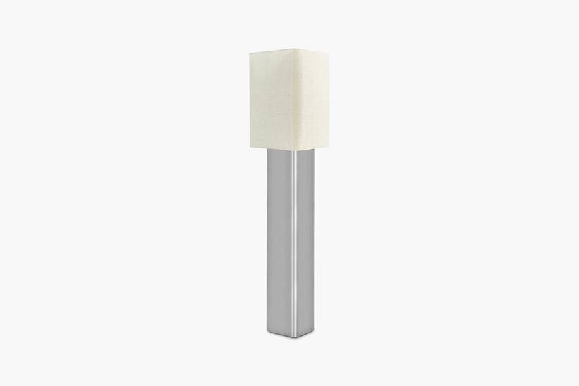White Linen Shade Prism Floor Lamp